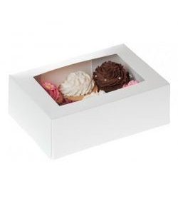 Caja 6 cupcakes + interior Blanca con ventana