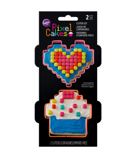 Wilton Cortadores, Corazón y Cupcake Pixel Set/2u.