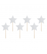PartyDeco Toppers Estrellas para Cupcakes - Plata Set/6