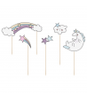 PartyDeco Topper para Tartas, Unicornio Set/5u.