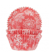 House of Marie Cápsulas para Hornear, Rojas con Copos de Nieve 50u.