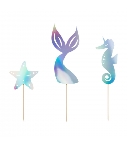 PartyDeco Cake toppers Sirena pk/3
