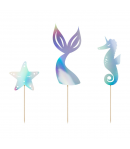 PartyDeco Toppers Sirena Set/3u.